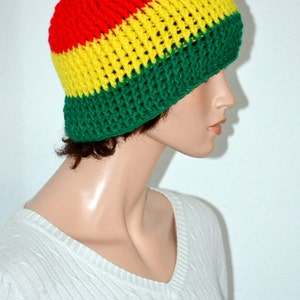 Rasta Beanie/ Crochet Rasta Skullcap/ Unisex Rasta Beanie/ Rastafarian style/ Handmade Gifts/ Trending items/ Christmas Gift/ Birthday Gift image 4