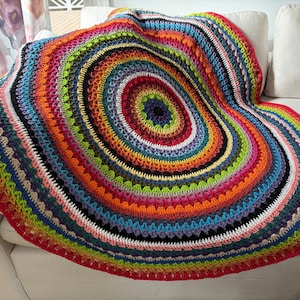 Handgemachte Mandala-Baumwolldecke | Rundhäkeln Schoßdecke | Stimmungswechsel Afghane | Boho Wohnkultur - 62 Zoll Rund