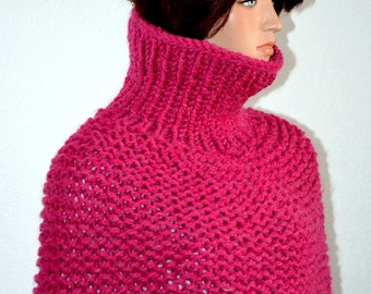 Pink Knit Cowl: Chunky Acrylic Winter Warmer