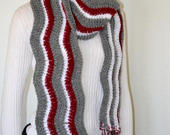 Crochet Unisex Scarf: Multicolored Acrylic, Fringed Handmade Scarf
