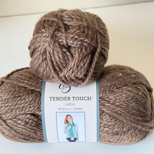 3 Skeins, Yarn Bee Tender Touch, Sable 3oz. 135 yards.