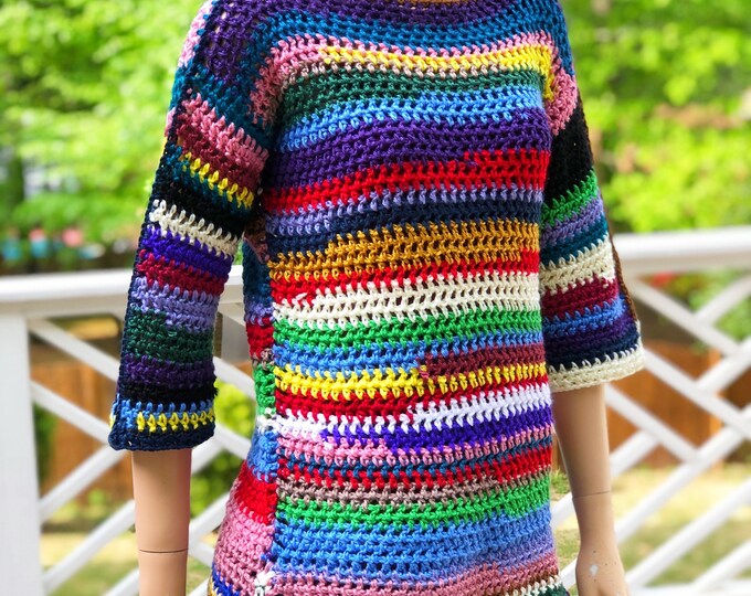 Crochet Pullover, Handmade Pullover Sweater, Bohemian Three-quarter ...