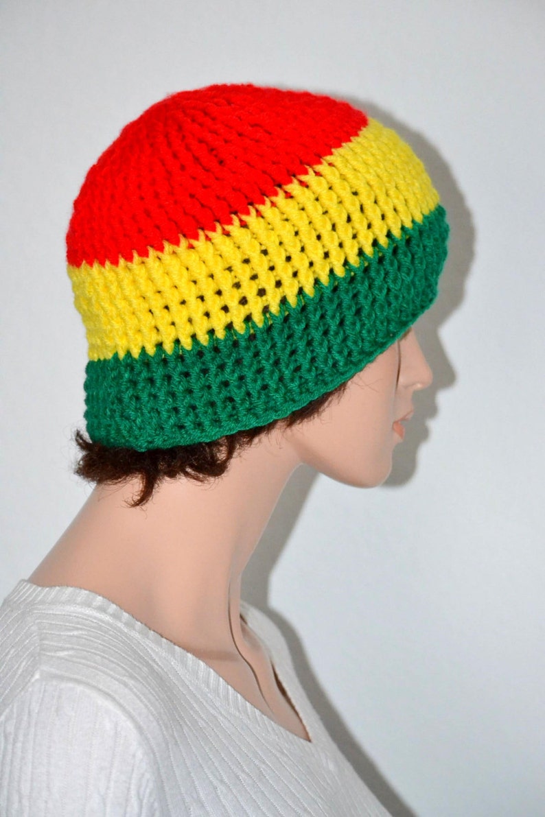 Rasta Beanie/ Crochet Rasta Skullcap/ Unisex Rasta Beanie/ Rastafarian style/ Handmade Gifts/ Trending items/ Christmas Gift/ Birthday Gift image 2