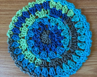 Round Floral Dishcloth – 8" Circular Kitchen Cloth – Reusable Eco-Friendly Cleaning Cloth – Cottagecore Kitchen Decor