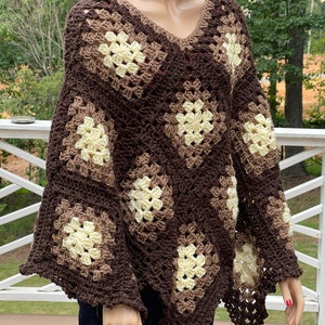 Ombre Crochet Granny Square Poncho