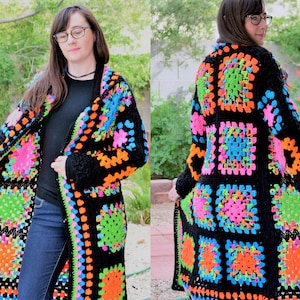 Granny Square Coat/ Crochet Granny Cardigan/ Crochet Gypsy Coat/ Long ...