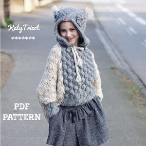 Knitting Pattern - HOOT! WOOT! Cape (Sizes 1 - 14 yo) - English