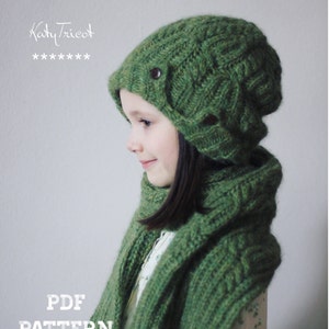 Knitting Pattern - Hat & Scarf LANTERN BRIOCHE (Toddler through Adult) - English
