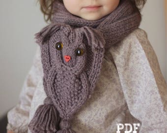 Knit Pattern - OWL WAYS Scarf (one size) - in English & French