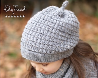 Slouchy Hat and Scarf HIVER Knitting Pattern (Toddler, Child, Adult sizes) - English, Russian