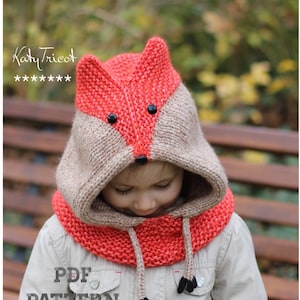 Knit Pattern SLY FOX COWL Sizes: Baby through Adult English, French, Russian image 1