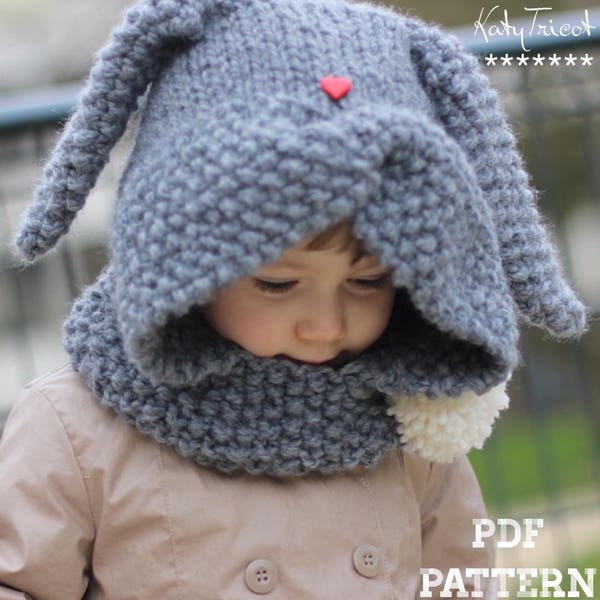 Rabbit Hood Knitting Pattern ZAÏKA (Toddler, Child sizes)