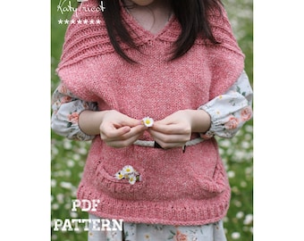 Knitting Pattern - COMFORT VEST (Child and Adult Sizes) - English, French & Russian