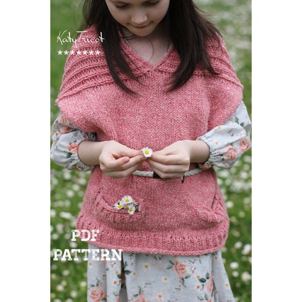 Knitting Pattern - COMFORT VEST (Child and Adult Sizes) - English, French & Russian