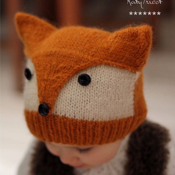 Knit Pattern - beanie FOXY & WOLFIE (Toddler, Child, Adult sizes) - in English, French and Portuguese