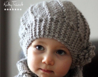 PDF Knitting Pattern - Hat and Cowl COOL WOOL (Toddler, Child, Adult sizes) - English, French, Russian