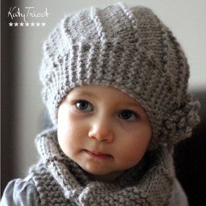 Knit Pattern - Hat and Cowl COOL WOOL (Toddler, Child, Adult sizes) - in English, French, Russian