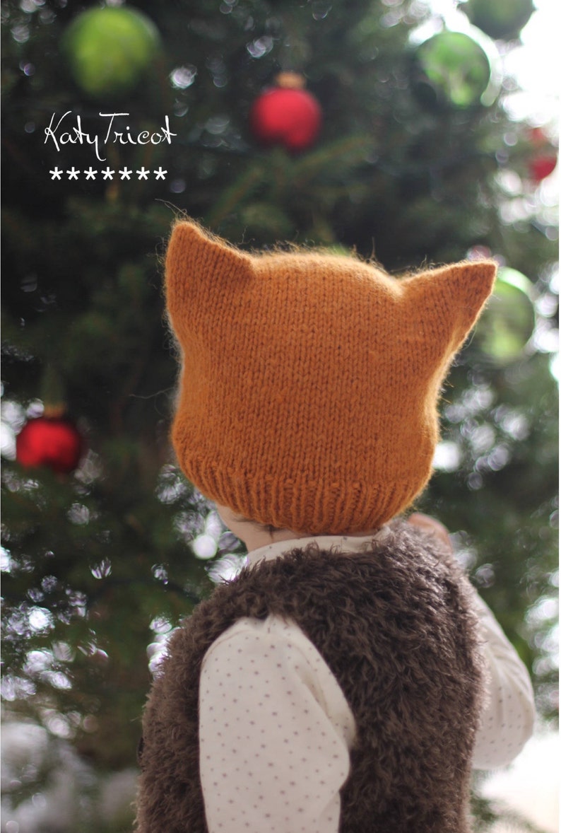 Knit Pattern beanie FOXY & WOLFIE Toddler, Child, Adult sizes in English, French and Portuguese image 4