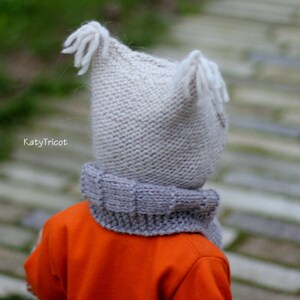 Knit Pattern Owl Hat CHOUETTE Toddler, Child, Adult sizes in English, French & Russian image 3