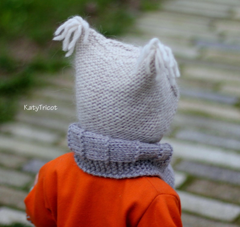 Knit Pattern Owl Hat CHOUETTE Toddler, Child, Adult sizes in English, French & Russian image 3