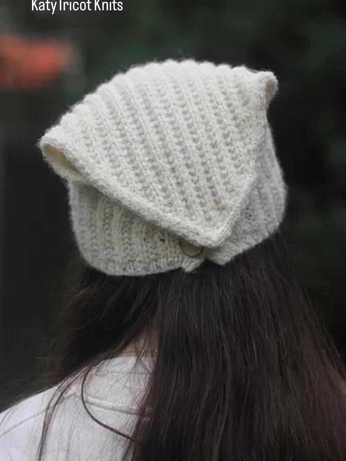 Knit Pattern - BABUSHKA Bandana Beanie (toddler Through Adult