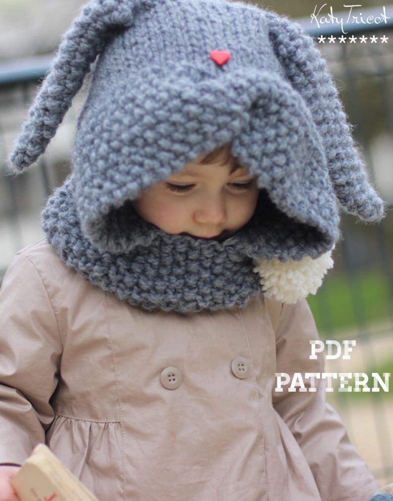 Rabbit Hood Knitting Pattern ZAÏKA (Toddler, Child sizes) 