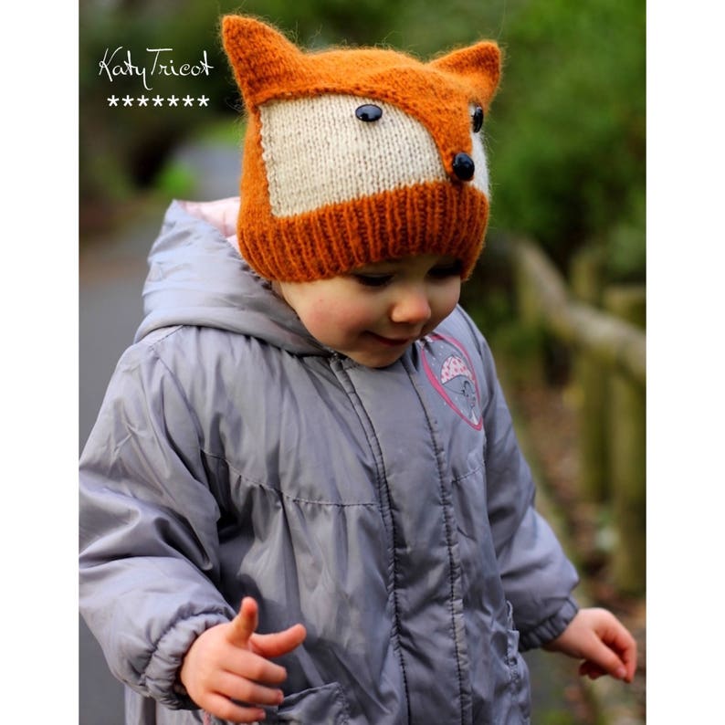 Knit Pattern beanie FOXY & WOLFIE Toddler, Child, Adult sizes in English, French and Portuguese image 2