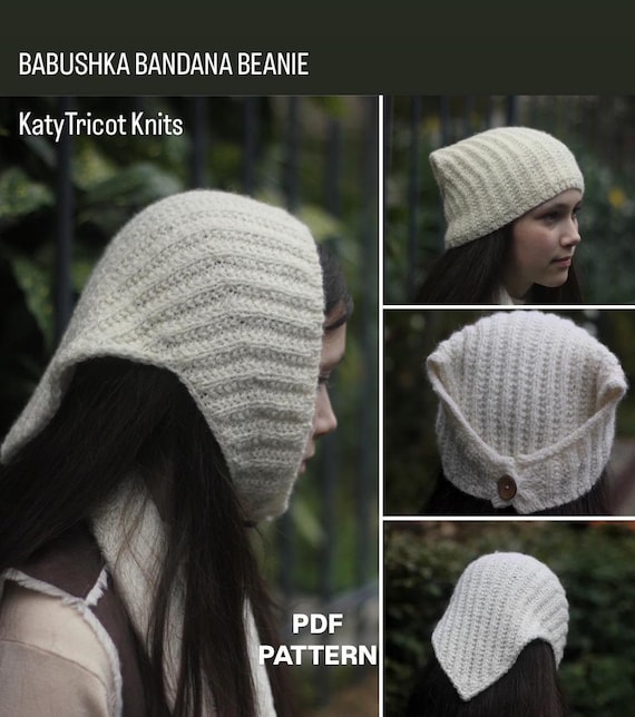 Knit Pattern - BABUSHKA Bandana Beanie (toddler Through Adult