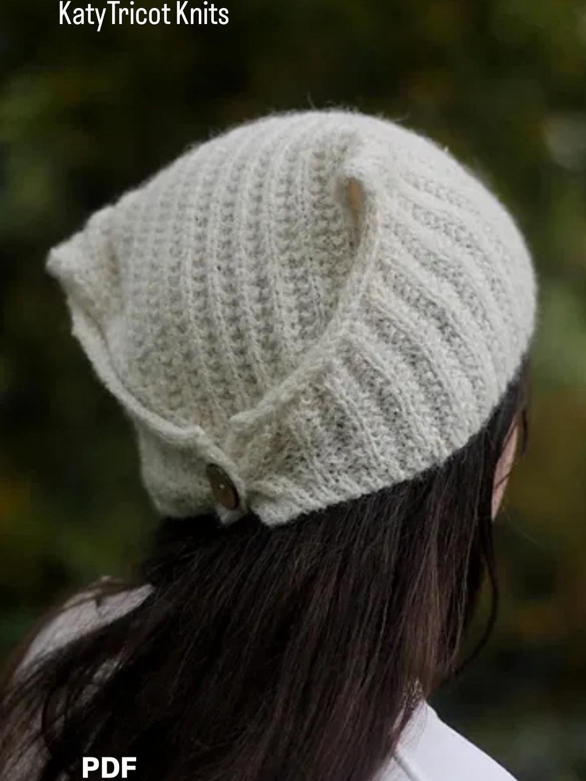 Knit Pattern - BABUSHKA Bandana Beanie (toddler Through Adult