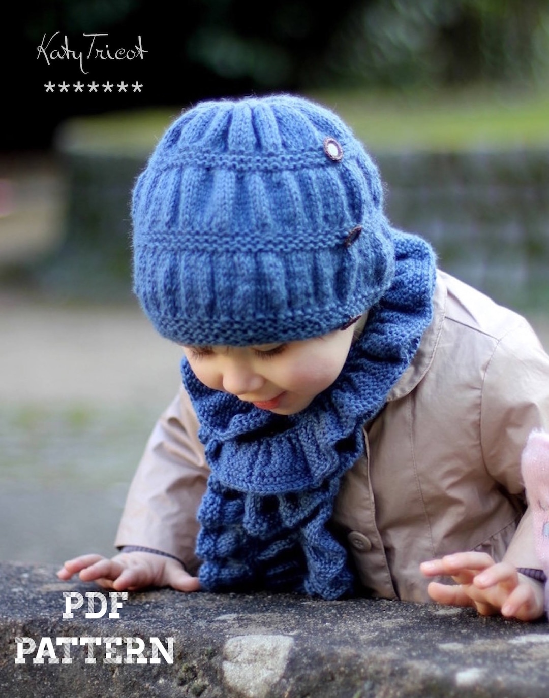 Knitting Pattern Hat and Scarf Frill Set (toddler, Child, Adult Sizes ...