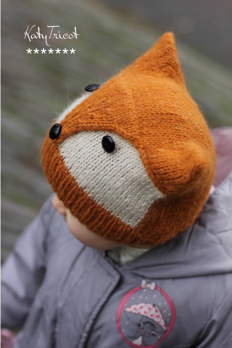 Knit Pattern beanie FOXY & WOLFIE Toddler, Child, Adult sizes in English, French and Portuguese image 5