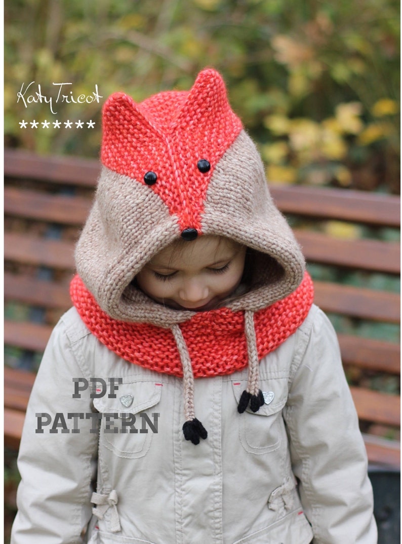 Knit Pattern SLY FOX COWL Sizes: Baby through Adult English, French, Russian image 1