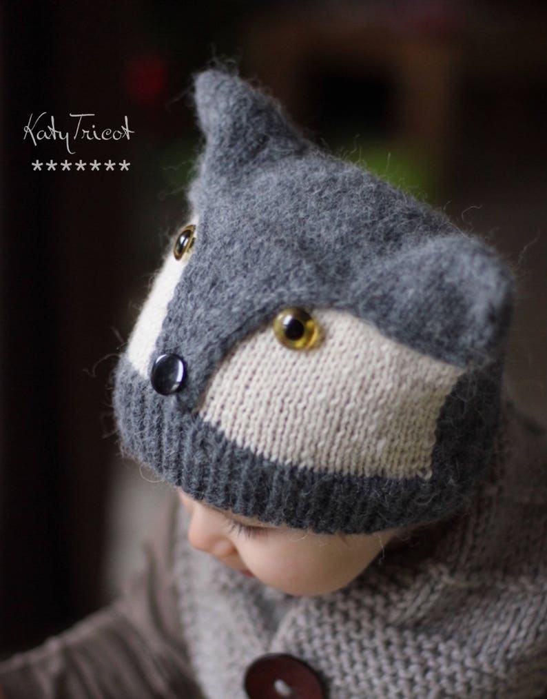 Knit Pattern beanie FOXY & WOLFIE Toddler, Child, Adult sizes in English, French and Portuguese image 3