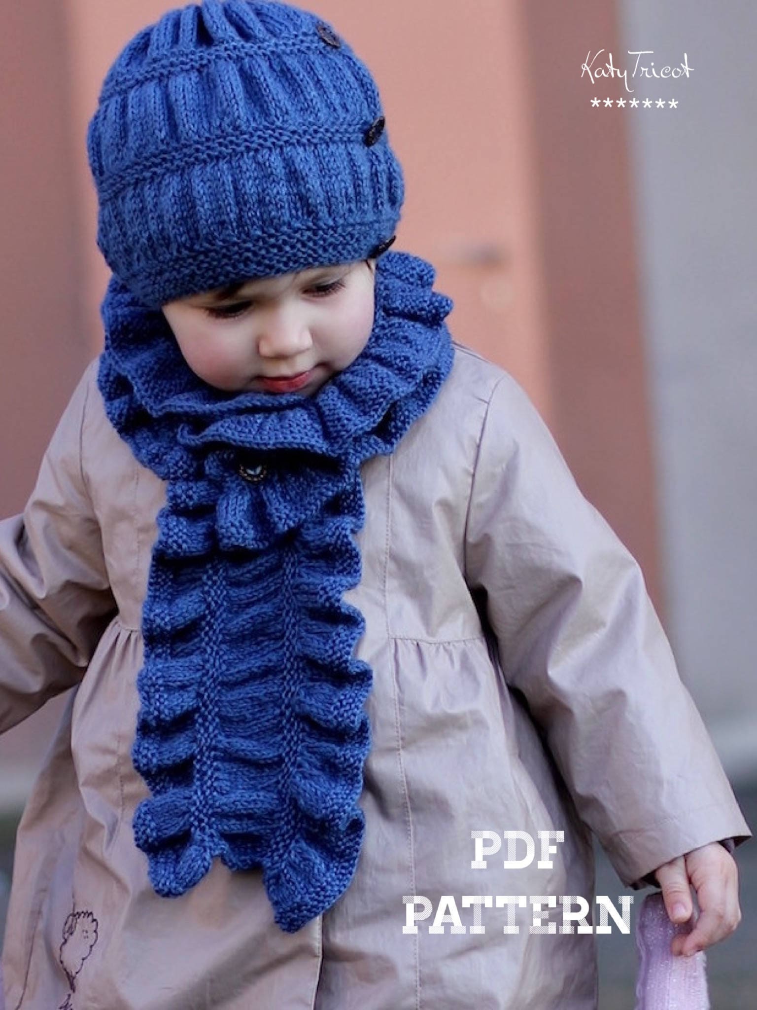 Knitting Pattern Hat and Scarf Frill Set (toddler, Child, Adult Sizes ...