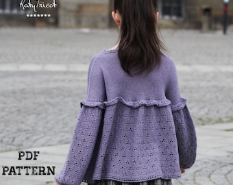 Knitting Pattern - CLOVER TUNIC (Sizes 1 - 14 yo) - English, Russian