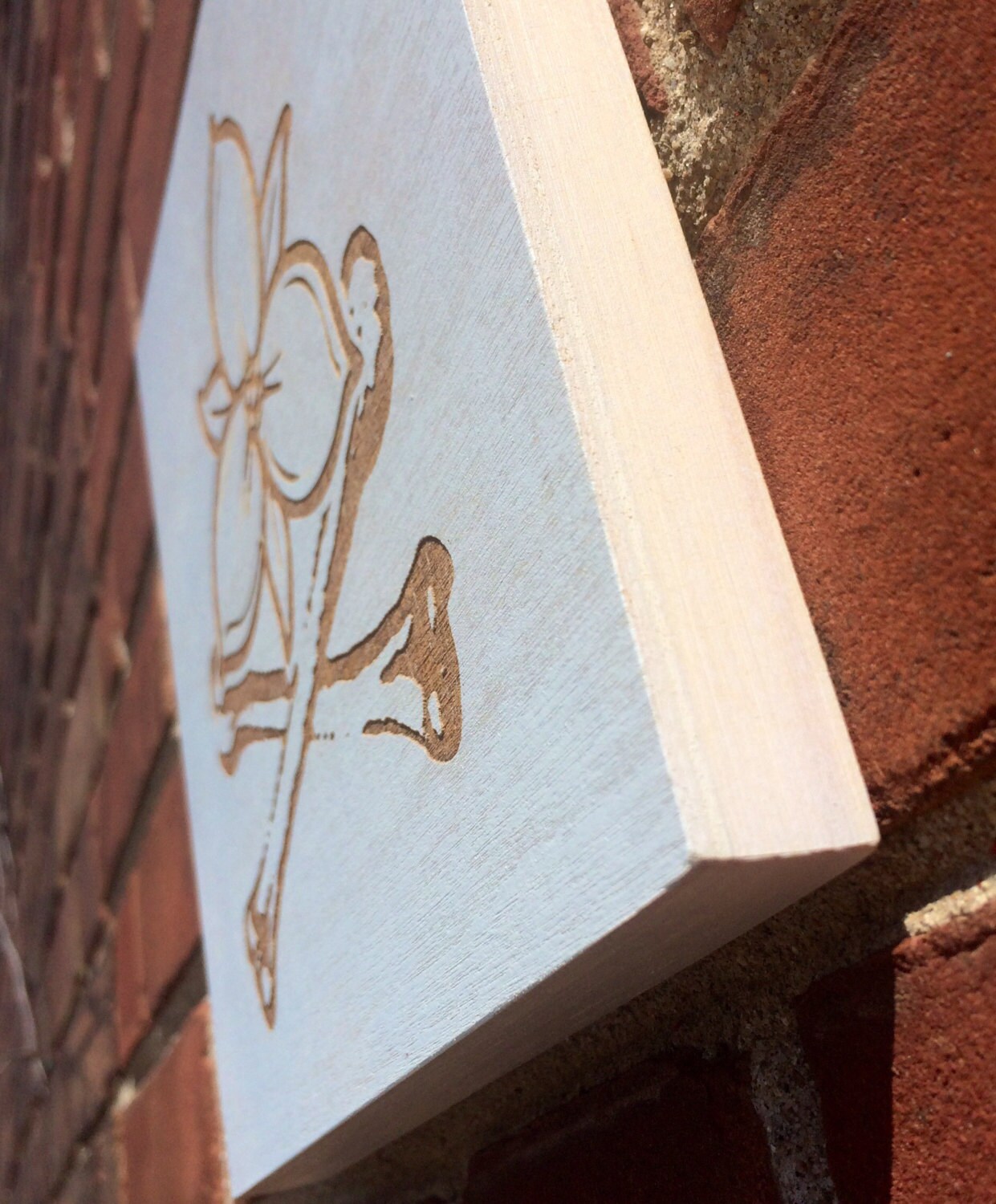 Trillium & Cross Bones // Laser Engraved on 8x8 Etsy