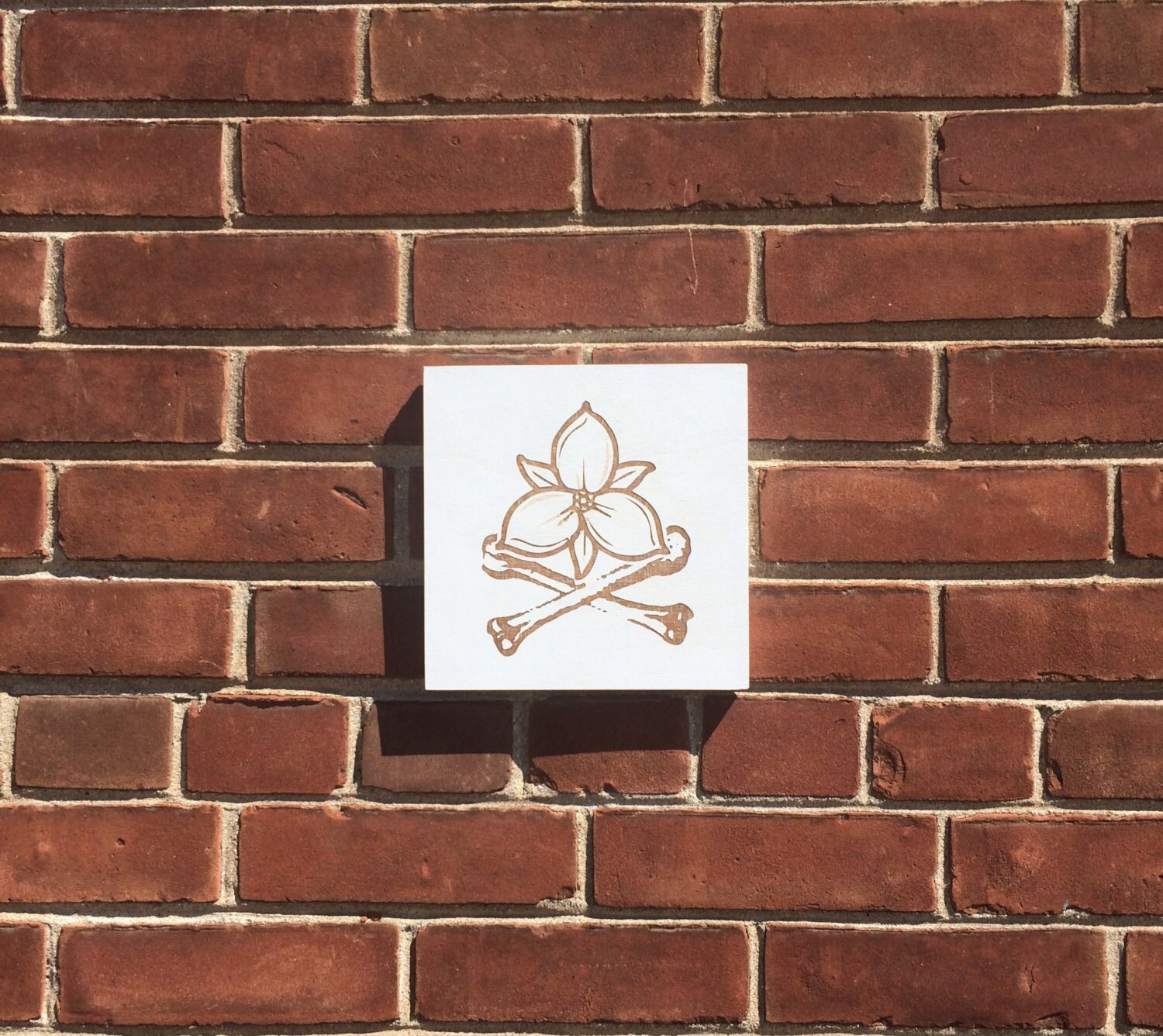 Trillium & Cross Bones // Laser Engraved on 8x8 Etsy