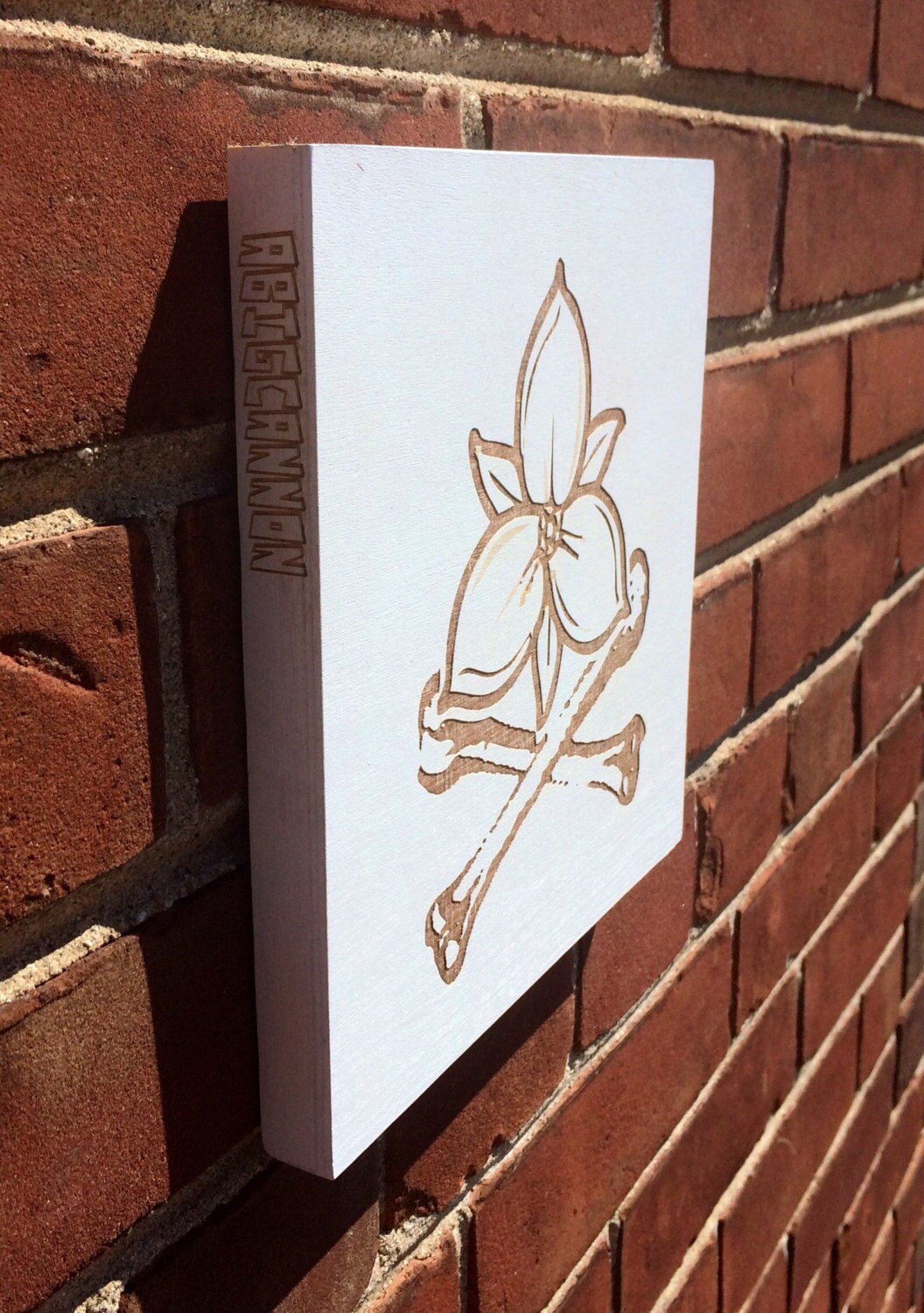 Trillium & Cross Bones // Laser Engraved on 8x8 Etsy