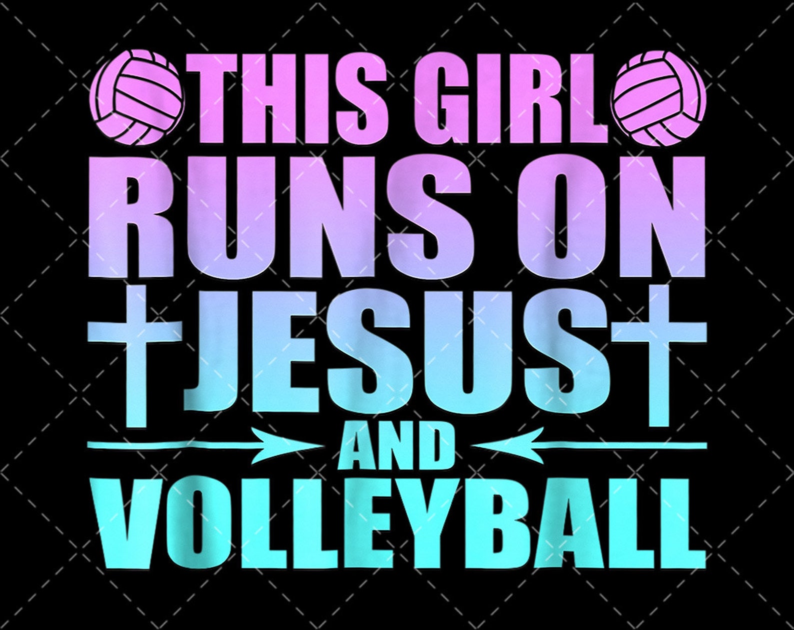 This Girl Runs On Jesus And Volleyball png png files for | Etsy