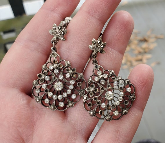 Edwardian Era Paste Earrings, Antique Edwardian E… - image 4