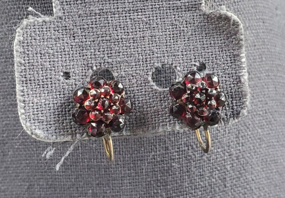 Victorian Era Garnet Stud Earrings, Antique Victo… - image 4