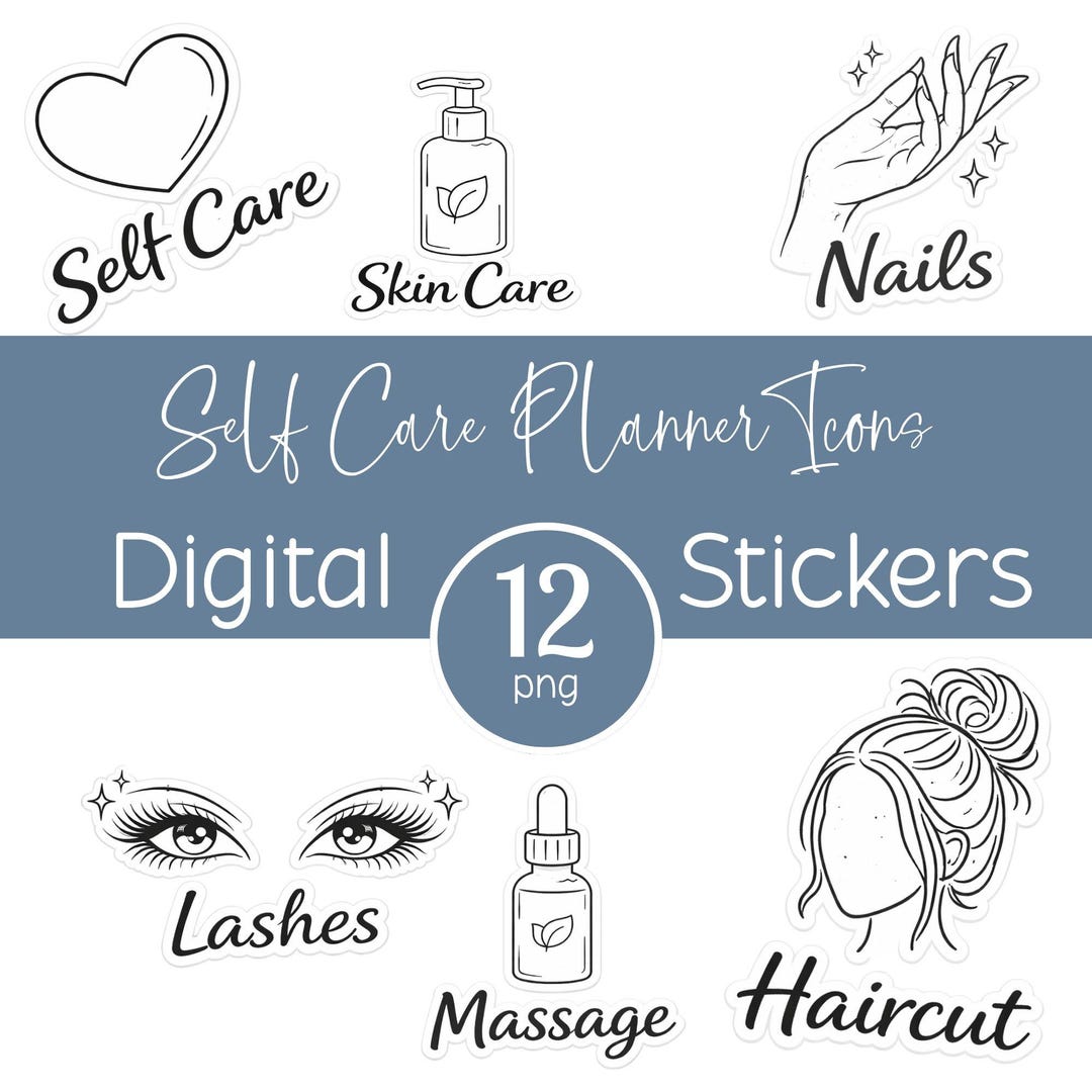 Self Care Digital Stickers, Planner Icons, Wellness Pngs, Spa Day ...