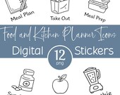 Meal Plan Stickers, Kitchen Planner Icons, Food PNG, Digital Stickers, GoodNotes Meal Prep, Grocery, Dishes, Snack, Takeout
