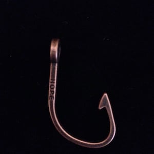 Copper Fish Hook Charm Hope Fish hook 35 x 2 mm 8 pieces Antique Copper Finish Fishhook 13-6-C