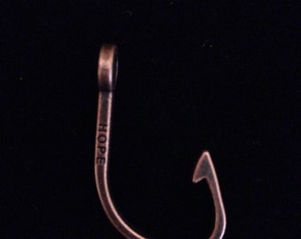 Copper Fish Hook Charm Hope Fish hook 35 x 2 mm 8 pieces Antique Copper Finish Fishhook 13-6-C