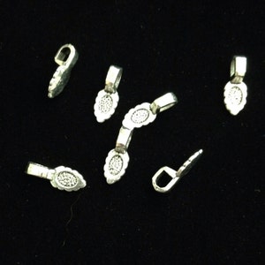 Glue on Bails Small 16 x 6 mm Antique Silver 4 mm interior hole, grape shaped glue on bail 25 pieces 13-8-GB