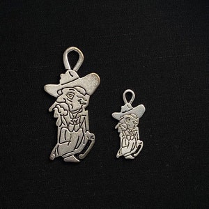 Colonel Rebel Old Cowboy Mascot Pendant Charm, Ole Miss charms 23 x 11 mm Antique Silver Finish, Football,  You Choose Quantity 9-35-Q