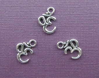 Silver Ohm Charms Aum symbol/ Hindu charms Script Charm Ohm, 24 pieces silver ohm charms 16 x 11 mm Antique Silver Finish 1-26-S