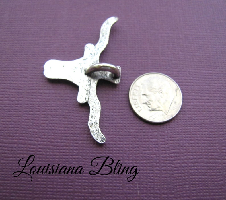 Rhinestone steer longhorn Longhorn with Pink Rhinestones Pendant 3 pieces 25x48mm 12-12-P
