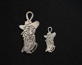 50 Pieces Colonel Rebel Old Cowboy Mascot Pendant Charm Small 50 Pieces 23 x 11 mm Antique Silver Finish  9-3-50